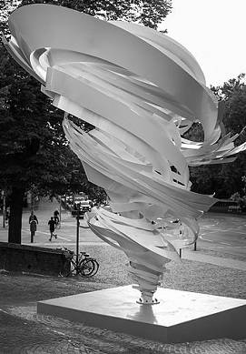 Sculpture <i>Another Twister (João)</i> by American sculptor Alice Aycock, installed in front the entrance of Sprengel Museum Hannover, Germany.