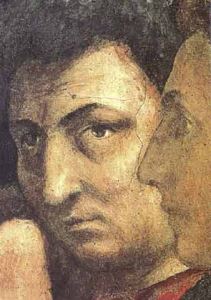 Masaccio included this self-portrait in his Brancacci Chapel fresco, <i>St. Peter Raising the Son of Theophilus and St. Peter Enthroned as Start Bishop of Antioch</i> (1426-1427).