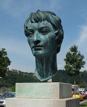 Bust of Heinrich Heine (1797-1856) in Sankt Goarshausen, Germany. The Romantic poet whose lyrical verse became song and whose censored politics only widened his influence.