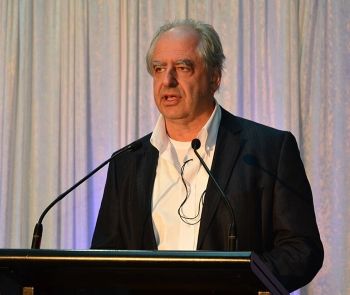 William Kentridge at an exhibition opening in Melbourne on 7 March 2012 at ACMI, Melbourne, Australia