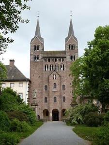 The Abbey Church of Corvey, Germany (consecrated in 844), is a striking example of the Carolingian westwork design.