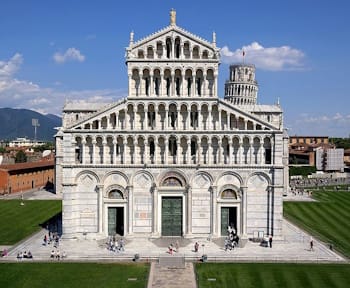 The Pisa Cathedral (1063-1092). A fine example of Romanesque architecture with pronounced decorative elements that distinguishing it from earlier Christian architecture.