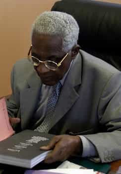 Francophone Martinican poet, author, and politician Aimé Césaire (pictured here in 2003) coined the term “negritude” in his 1939 epic poem “Cahier d'un retour au pays natal.”