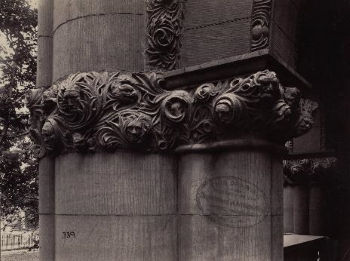 Romanesque Revival detail on the <i>Austin Hall</i> building that Richardson designed for the Harvard Law School in 1881-84. These decorative elements show the care and attention he gave to the fine details of his buildings.