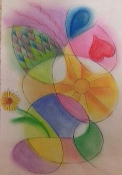 Example of an Auragraph, 2017. An auragraph is a visual representation of an individual's aura, often created by a psychic or medium, and used to provide insight into one's spiritual condition and personal development.