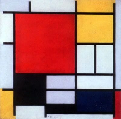 Piet Mondrian: Composition with Large Red Plane, Yellow, Black, Gray, and Blue (1921)