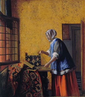 Interior with a Woman Weighing Gold Coin (1664)