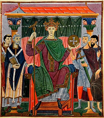 Otto III enthroned, folio 24 recto of the Gospel Book of Otto III (997-1000)