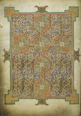 Cross-inscribed carpet page, folio 26 verso of the Lindisfarne Gospels (698-721)