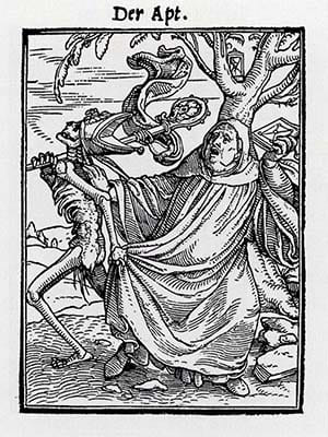 Hans Holbein the Younger: The Abbot (from, The Dance of Death series) (1523-25)