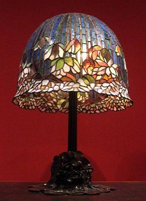 JEWELRY & ENAMELS of LOUIS COMFORT TIFFANY lamps favrile glass vases stained